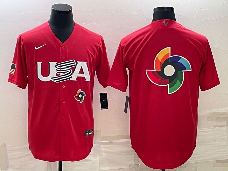 Men 2023 World Cub USA Blank Red Nike MLB Jersey5->more jerseys->MLB Jersey